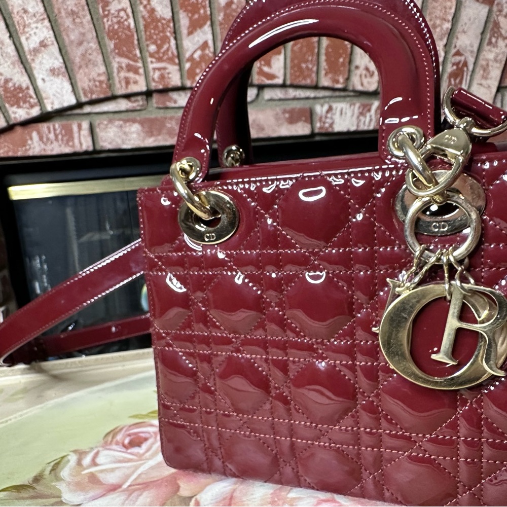 Christian Dior Lady Dior 24cm – Red Patent Leather – Gold Hardware - Picture 7 of 10